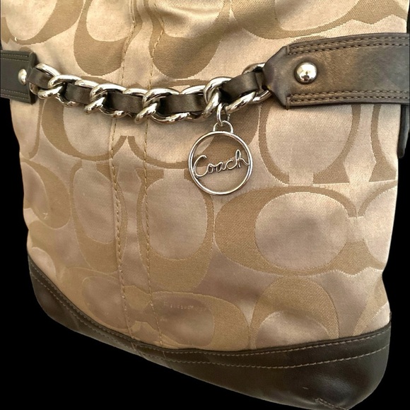 Coach Brown Signature Crossbody Bag with Chain Detail - Picture 3 of 10